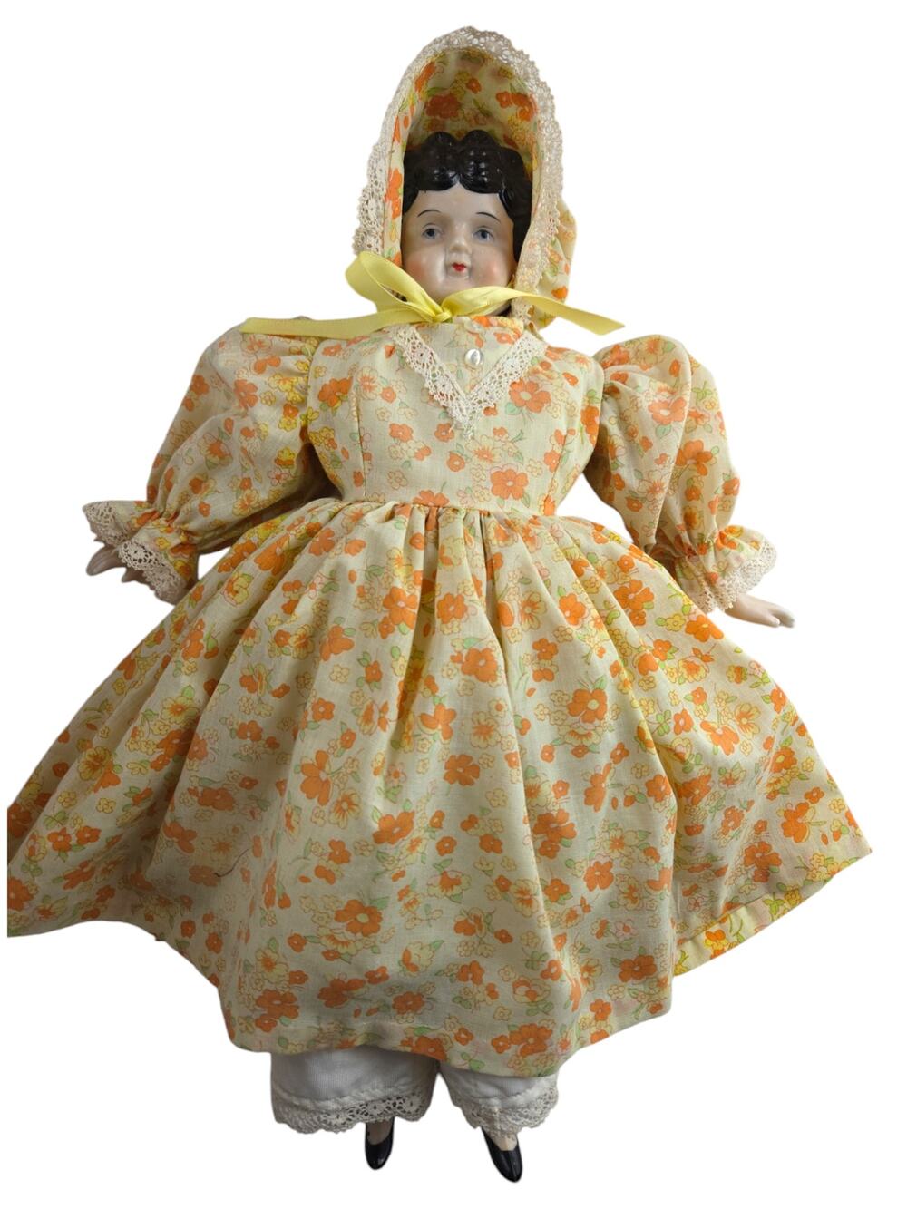 Vintage, 17 Inch Tall, China Head Doll in Floral Dress